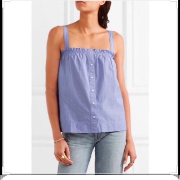 J. Crew Button Front Ruffle Pinstripe Blouse Sz 10 - Picture 3 of 7